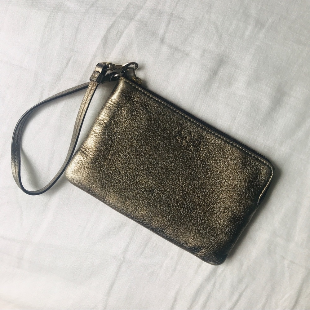 Coach metallic wristlet